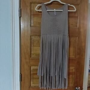 Mur Mur Women Brown Sleeveless Pullover Fringe Dress Boho Hippie